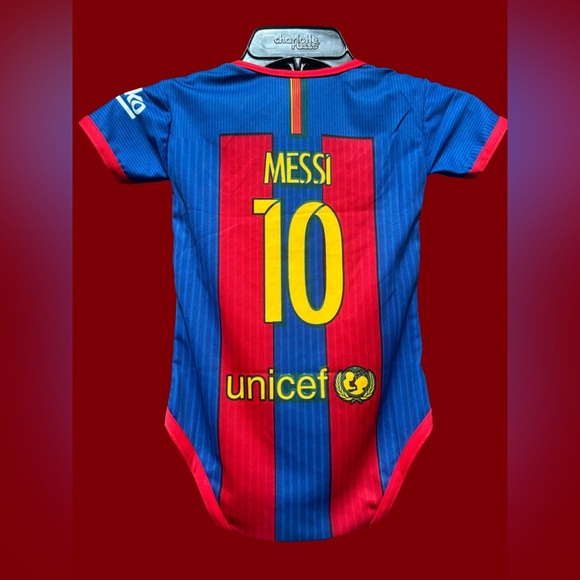 BARCELONA FC , MESSI , 10 , INFANT  , ONE PIECE , SIZE 3 - 5 MONTHS - Picture 2 of 2